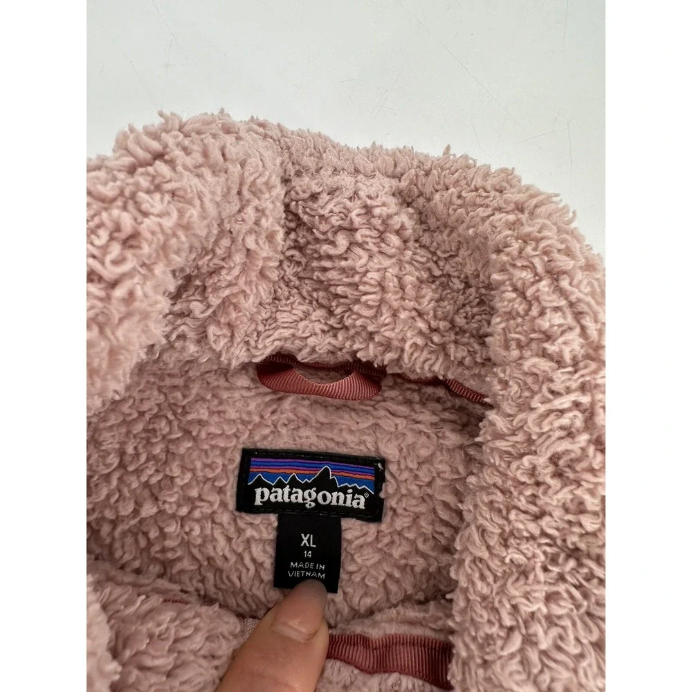 Patagonia Girls Size‎ XL (14) Full Zip Sherpa Feece Vest Polyester Light Pink